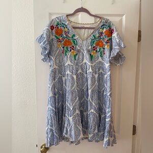 THML Floral Embroidered Sun Dress